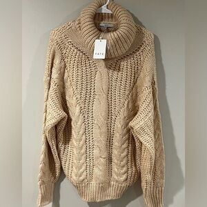 NWT Women’s Medium FATE Janice Cable Knit Turtleneck Sweater Ultra Soft Chunky